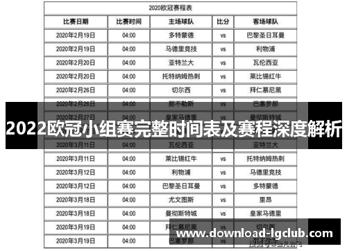 2022欧冠小组赛完整时间表及赛程深度解析 2022欧冠小组赛完整时间表及赛程深度解析