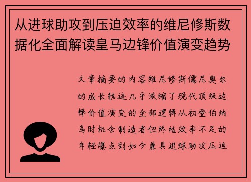 从进球助攻到压迫效率的维尼修斯数据化全面解读皇马边锋价值演变趋势 从进球助攻到压迫效率的维尼修斯数据化全面解读皇马边锋价值演变趋势